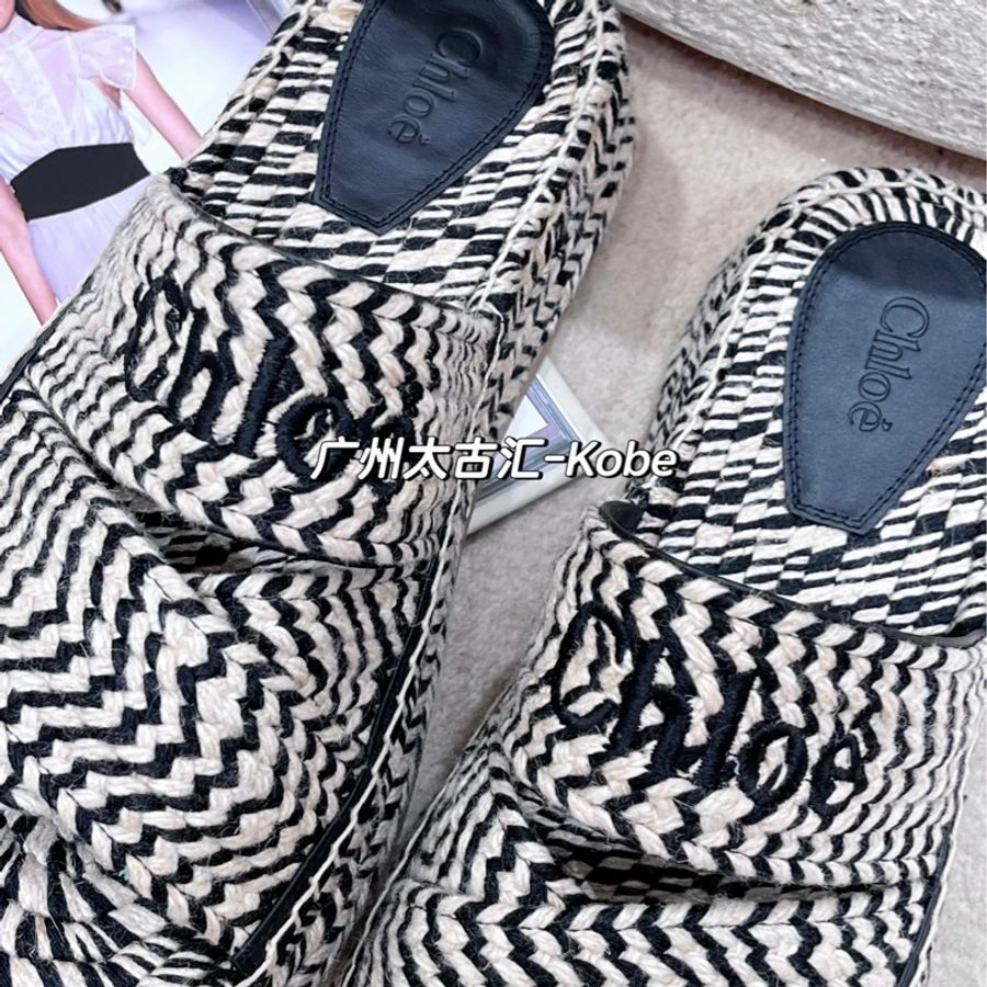 Chloe 39 Mila 刺繡草編拖鞋 #現貨#chloe#EU39-1