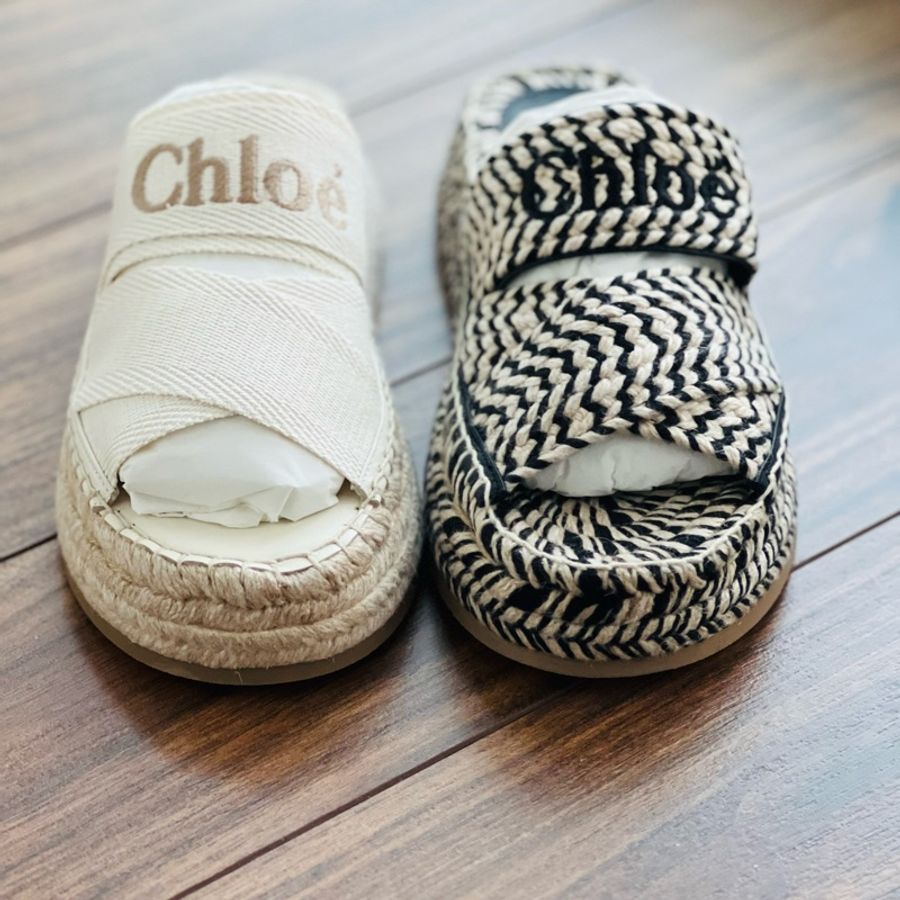 Chloe 39 Mila 刺繡草編拖鞋 #現貨#chloe#EU39-5