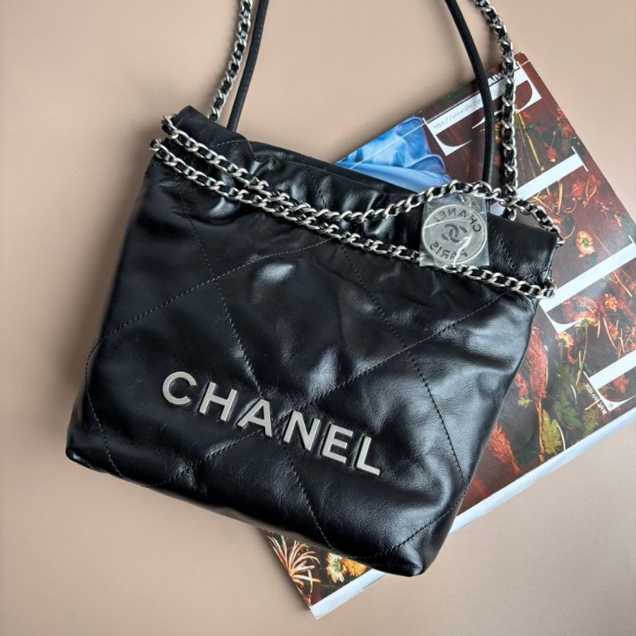 ::CHANEL:: AS3980黑色銀字樣MINI 22BAG-0