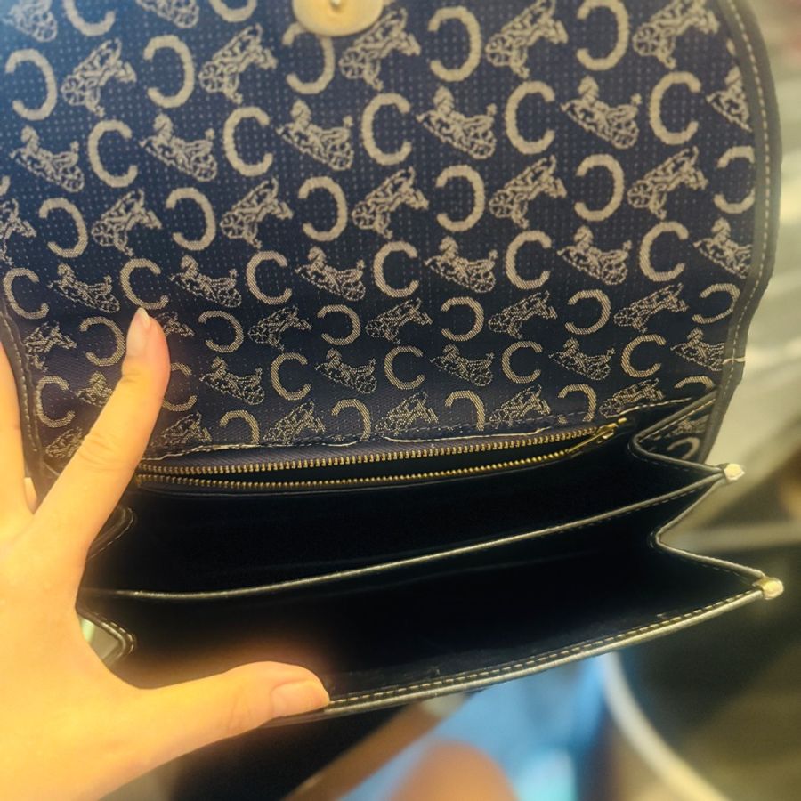 8.5成新 Celine 絕版品老包 #織布款#斜背#肩背#手拿-5