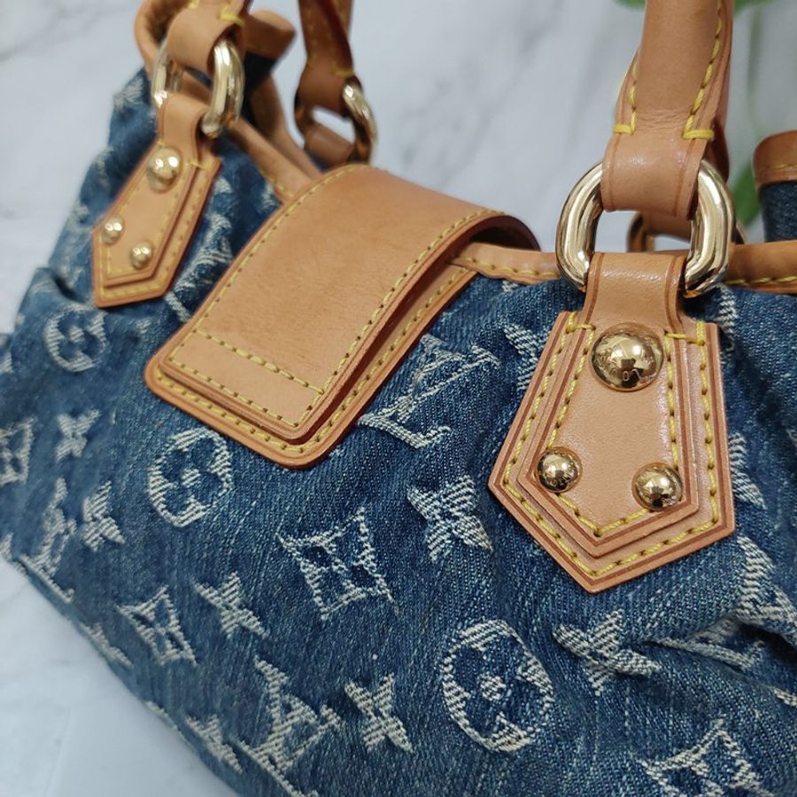 LV M95020  牛仔包🎀現貨實拍🎀 單寧牛仔布手提元寶包~二手-47