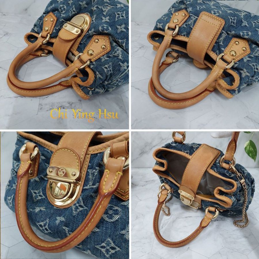 LV M95020  牛仔包🎀現貨實拍🎀 單寧牛仔布手提元寶包~二手-74