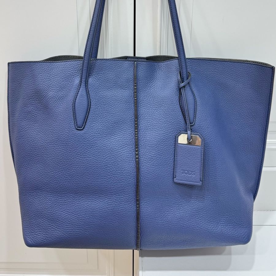 TOD’S tods JOY 荔紋 藍色 牛皮 托特包 購物袋 購物包 肩背包 手提包 側背包-20