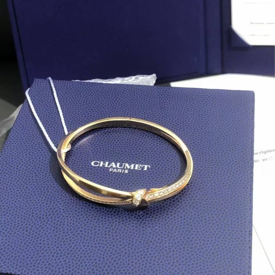 尚美 chaumet 結緣·緣系一生liens系列玫瑰金半鑽手鐲15碼 2018購入-0
