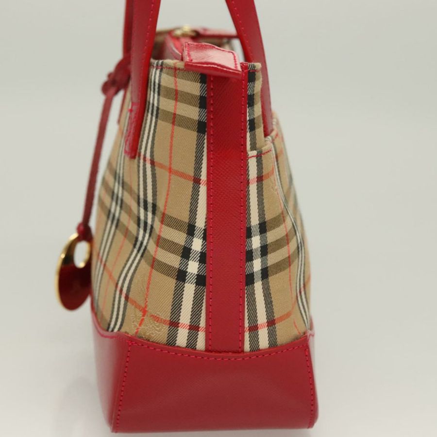 【日本直送】BURBERRY Nova 格紋手提包 帆布 米色 金色 正品 129128-2