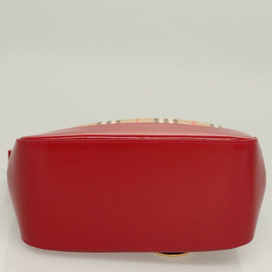 【日本直送】BURBERRY Nova 格紋手提包 帆布 米色 金色 正品 129128-4