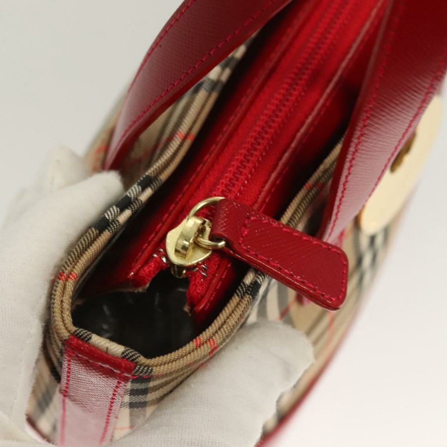 【日本直送】BURBERRY Nova 格紋手提包 帆布 米色 金色 正品 129128-10