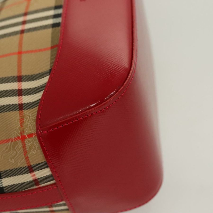 【日本直送】BURBERRY Nova 格紋手提包 帆布 米色 金色 正品 129128-14