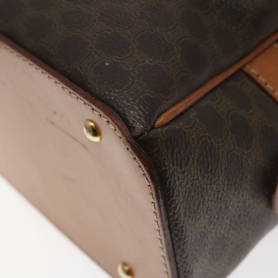 【日本直送】CELINE Macadam帆布手提包 PVC皮革 棕色 金色 正品 ki5783-8