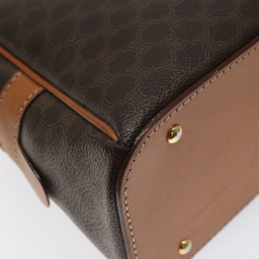 【日本直送】CELINE Macadam帆布手提包 PVC皮革 棕色 金色 正品 ki5783-15