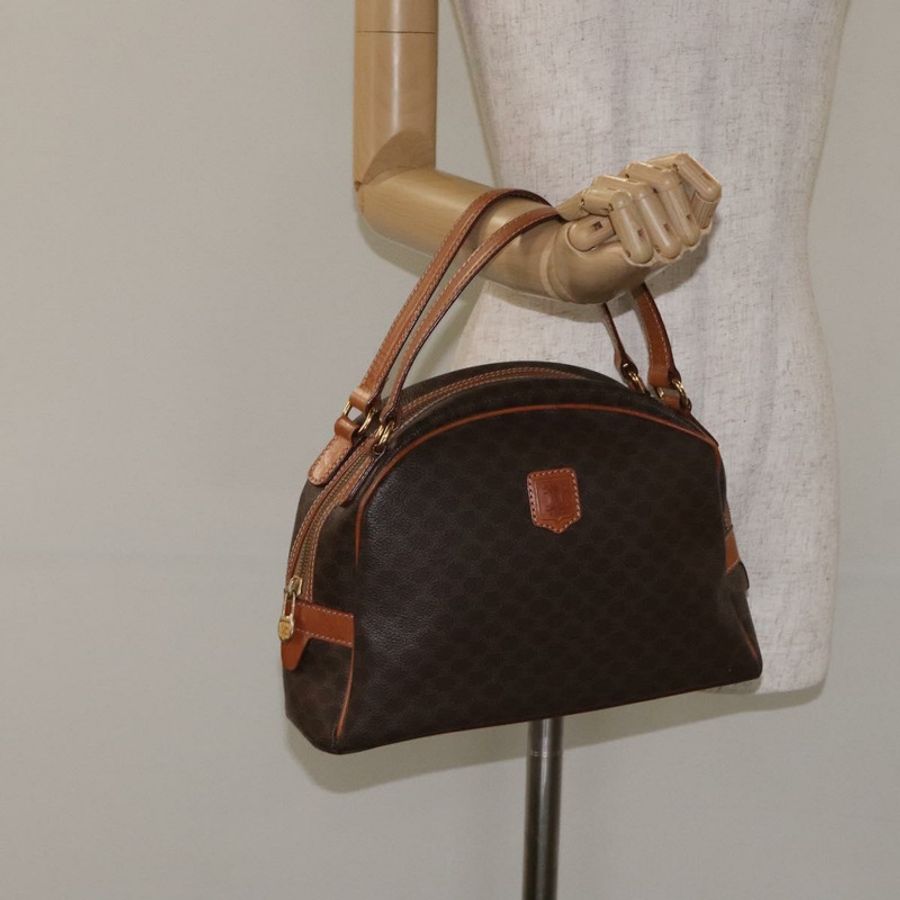【日本直送】CELINE Macadam帆布手提包 PVC皮革 棕色 金色 正品 ki5783-21