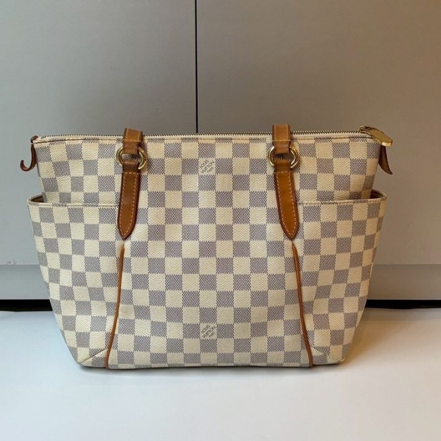 LV 白色方格中號托特包 totally-1