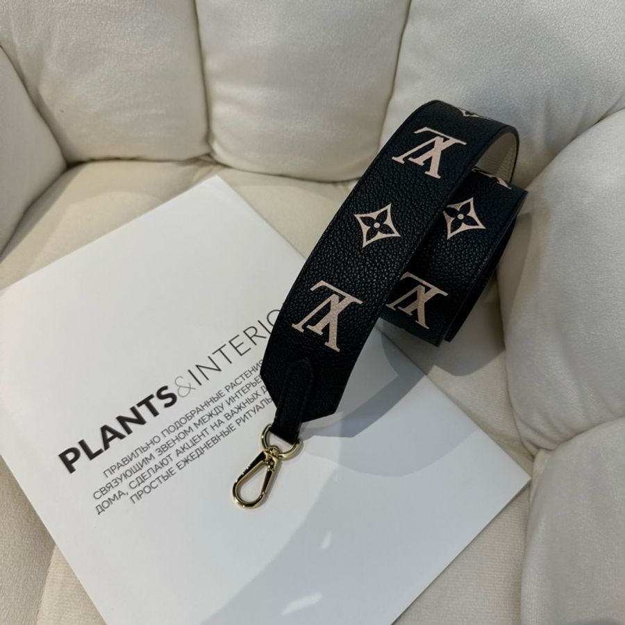 LV Bandouliere 黑色牛皮壓紋背帶（不含包包）-0