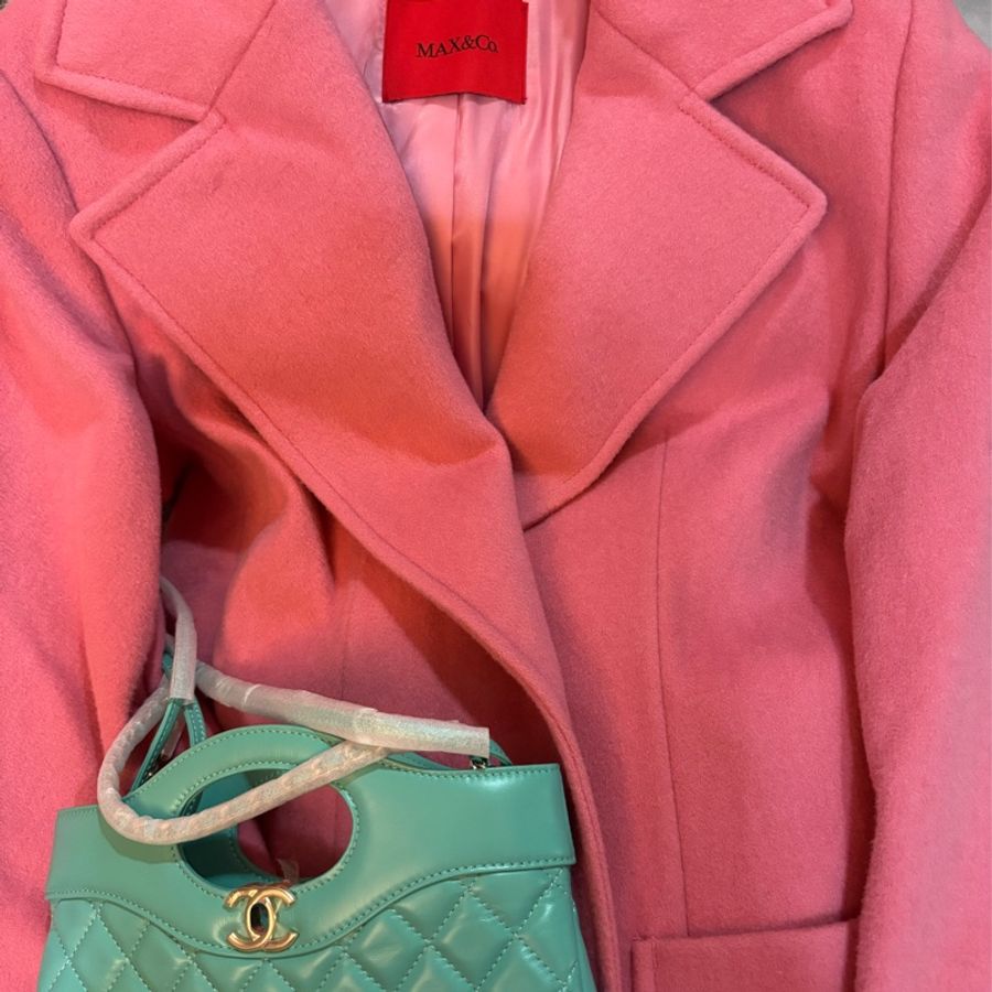 最後降價 迎接春天MAX MARA 副牌 MAX&CO 粉色義大利製造長版大衣-2