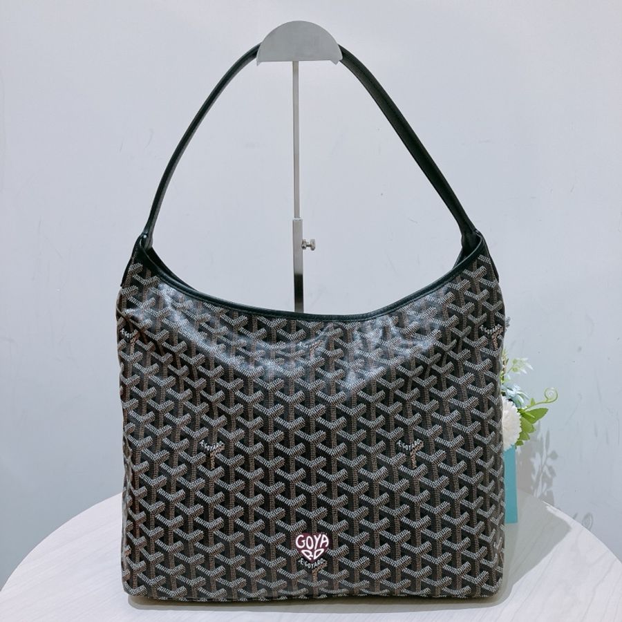 TK1731 戈雅 狗牙 腋下 單肩 大袋 特別款 心印款 Goyard Boheme Hobo Bag With Heart Black [Unused]-0