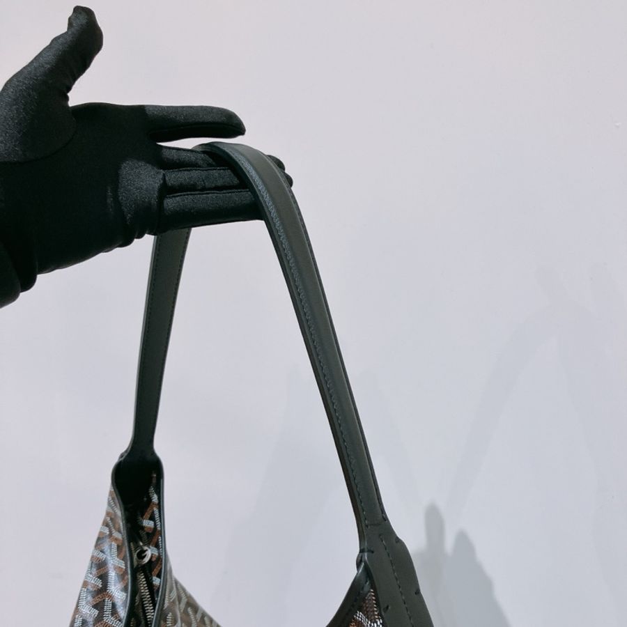 TK1731 戈雅 狗牙 腋下 單肩 大袋 特別款 心印款 Goyard Boheme Hobo Bag With Heart Black [Unused]-10