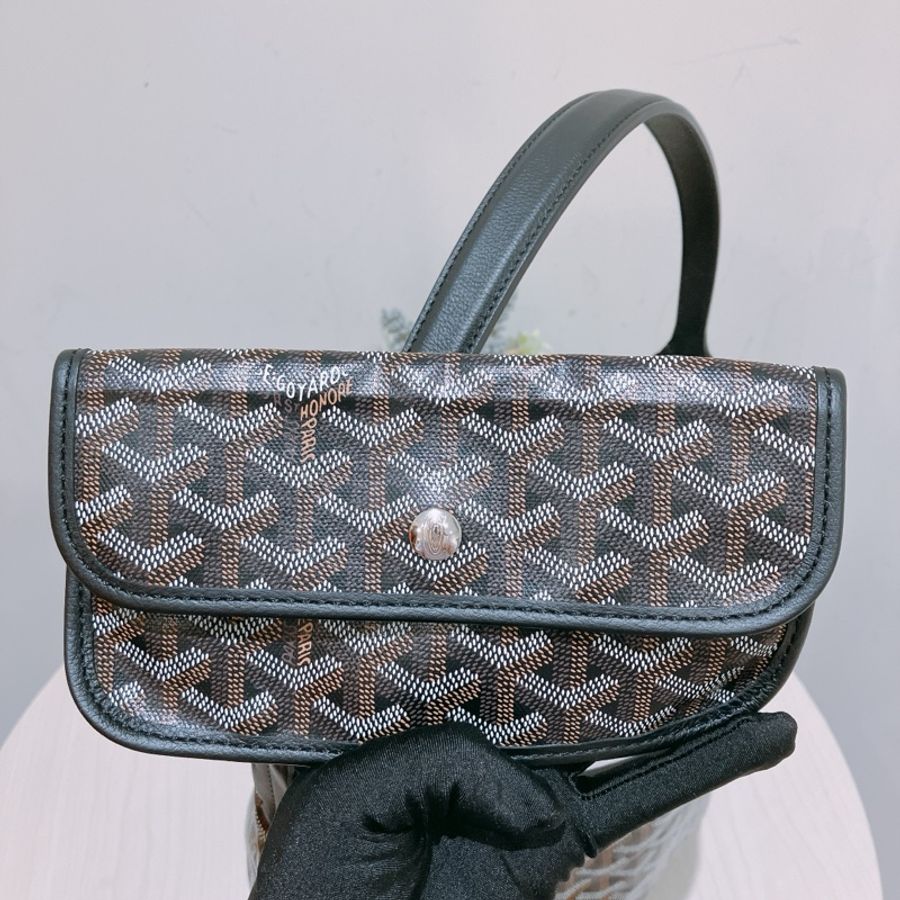 TK1731 戈雅 狗牙 腋下 單肩 大袋 特別款 心印款 Goyard Boheme Hobo Bag With Heart Black [Unused]-15