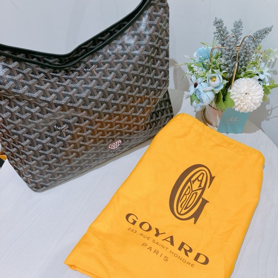 TK1731 戈雅 狗牙 腋下 單肩 大袋 特別款 心印款 Goyard Boheme Hobo Bag With Heart Black [Unused]-22