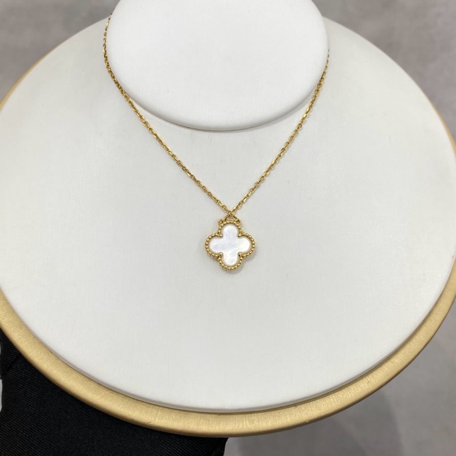 Van Cleef & Arpels梵克雅寶 白貝母四葉草 小號 18K金 項鍊 女款-9