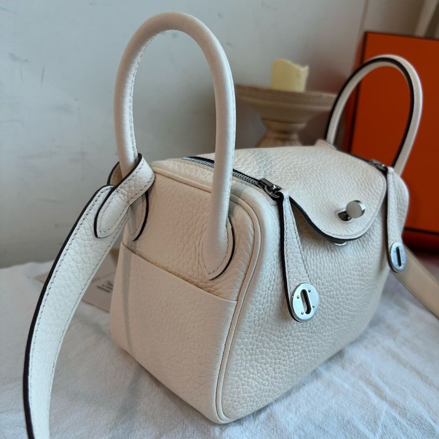 ෆ Hermes Mini Lindy奶油白-8