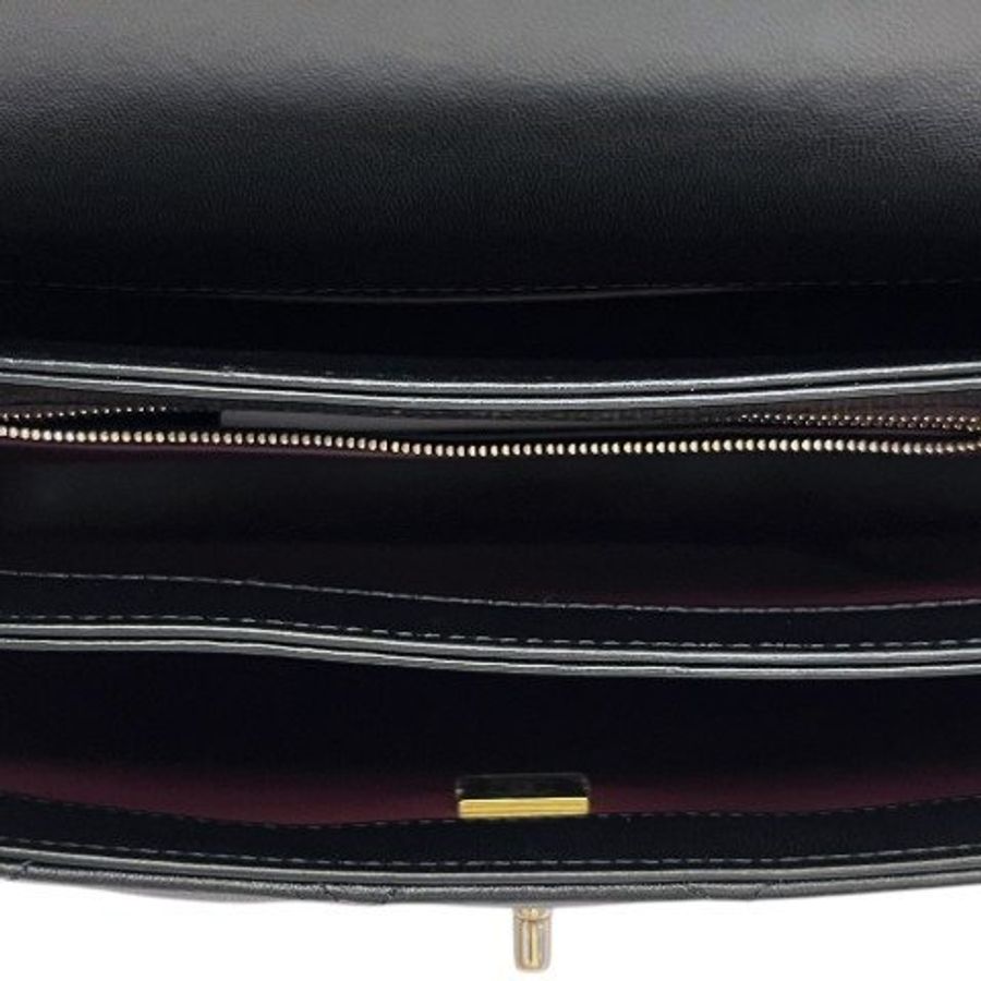 CHANEL Trendy25黑羊皮金釦下蓋手把鍊條包 A92236-7