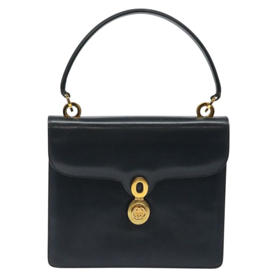 【日本直送】GUCCI 手提包 皮革 海軍藍 金色 正品 ep9190-12