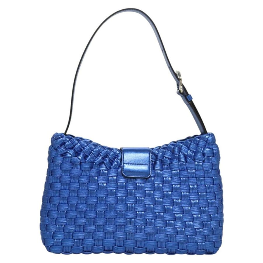 【日本直送】Salvatore Ferragamo Gancini 單背包,皮革材質,藍色/銀色,正品,貨號 128561V-1