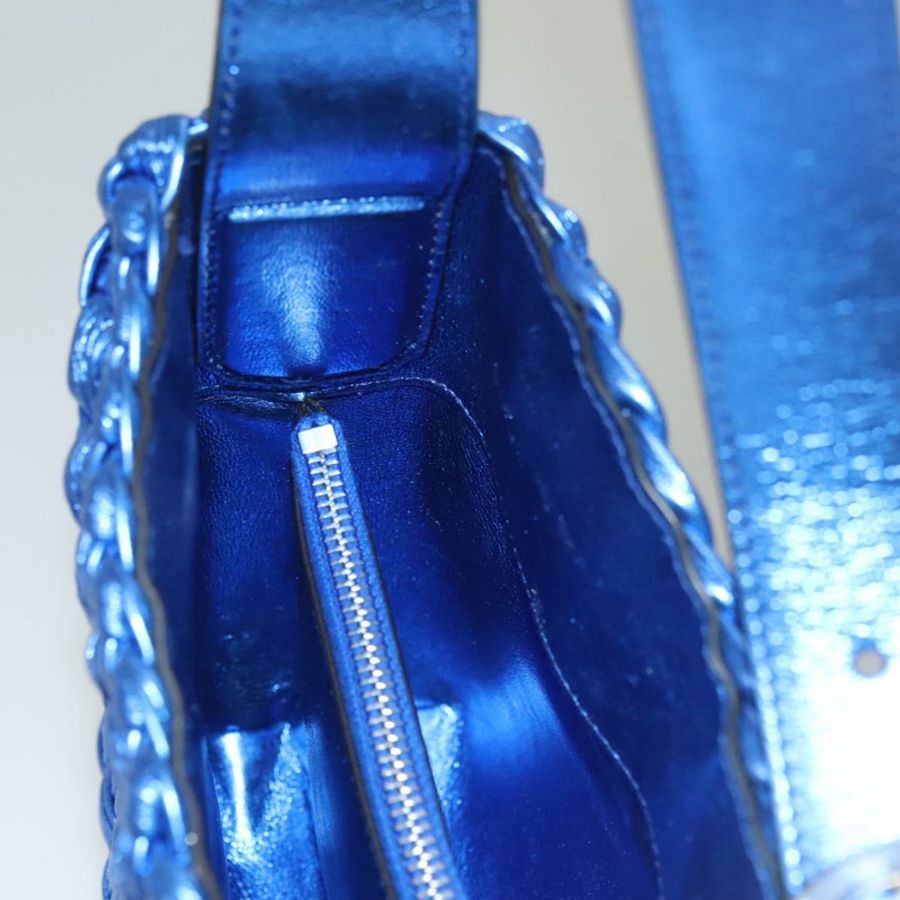 【日本直送】Salvatore Ferragamo Gancini 單背包,皮革材質,藍色/銀色,正品,貨號 128561V-22