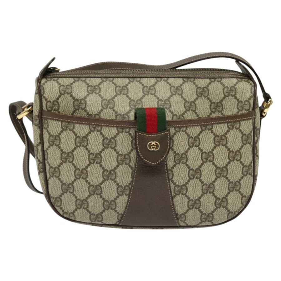 【日本直送】GUCCI GG Supreme Web Sherry Line 手提包 PVC 米色 金色 001 123 6177 正品 125752-12