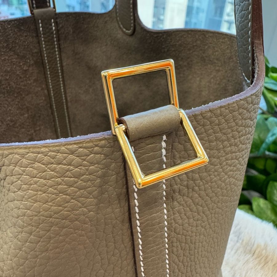 HERMES picotin18 大象灰金扣 stamp k-4