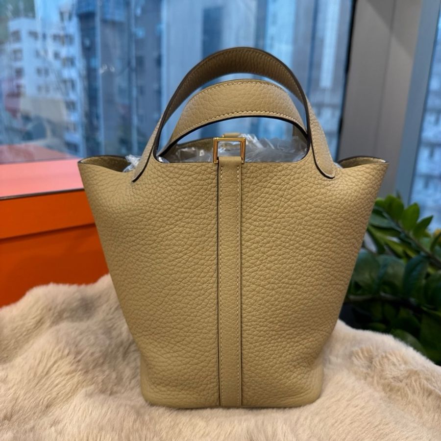 HERMES picotin18 風衣灰金扣 stamp k-0