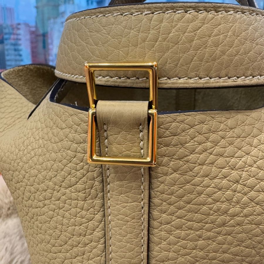 HERMES picotin18 風衣灰金扣 stamp k-9