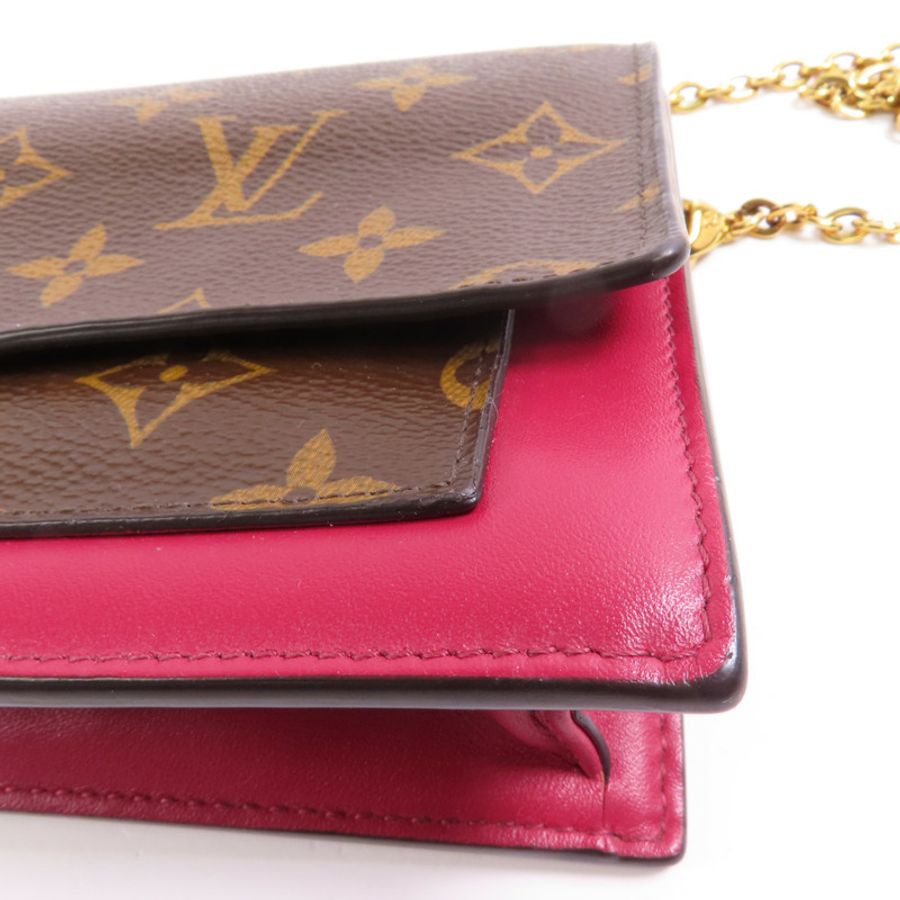LOUIS VUITTON 【激減優惠】Monogram Portefeuille Flore金扣鏈帶肩背袋-6