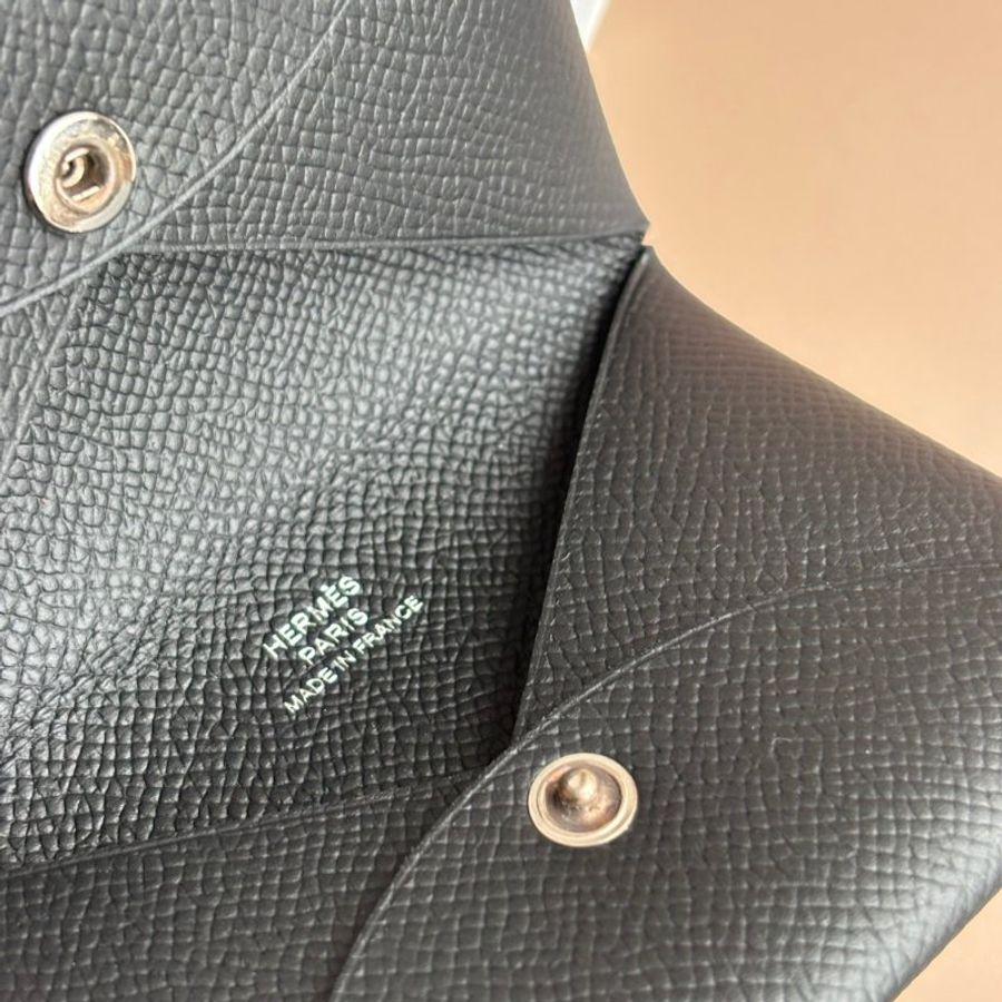 ::HERMES:: 愛馬仕 黑色CALVI 卡包 零錢包-10