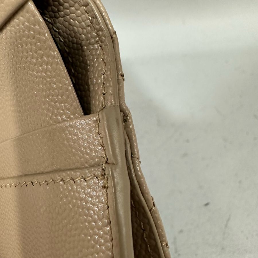 ysl 651028 奶茶色荔枝皮金釦 短夾-29