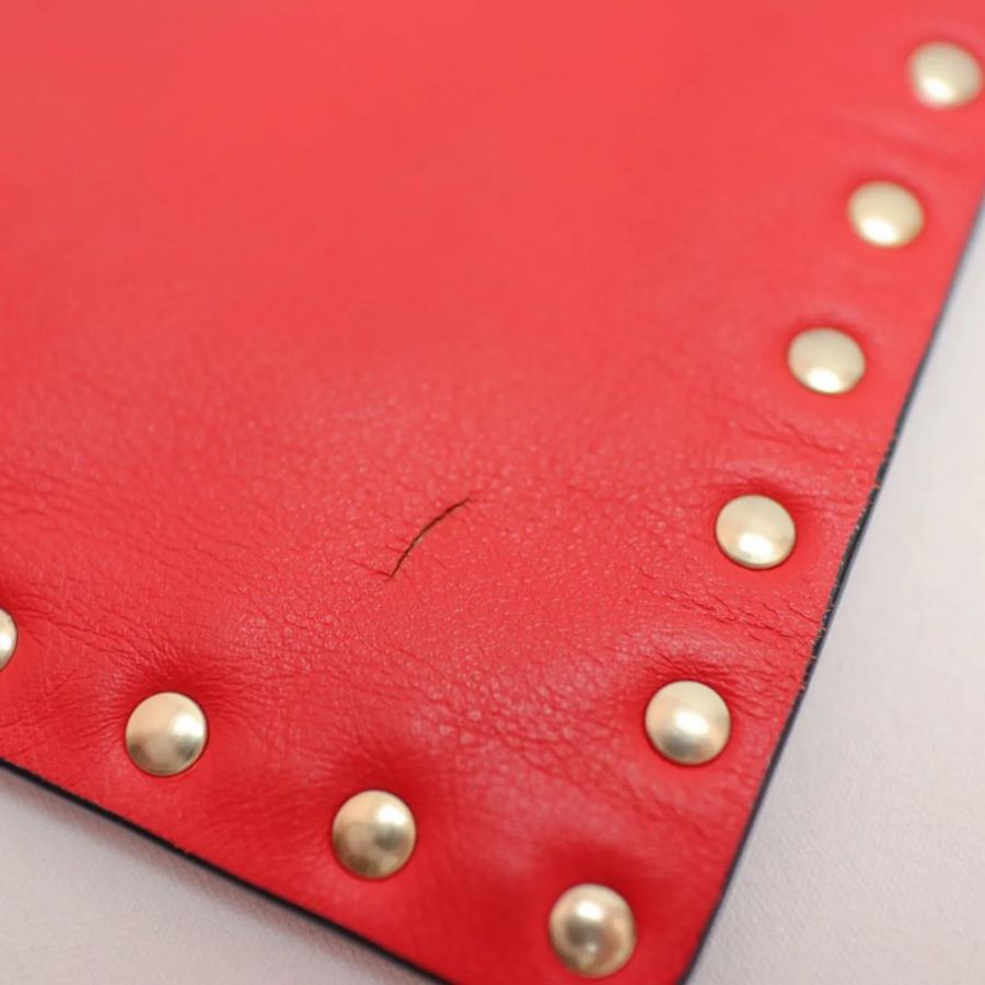 Valentino Rockstud 拉鏈手拿包 橘紅色 手包-8