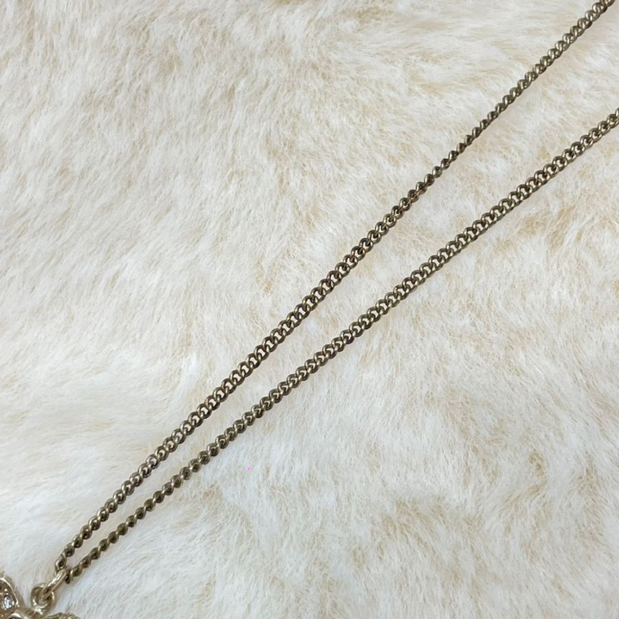 CHANEL 香奈兒蝴蝶結水鑽CC LOGO 頸鏈 XA395-21