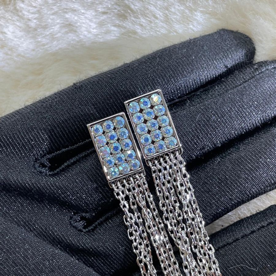 SWAROVSKI 司華洛銀色方形流蘇耳環 X718-20