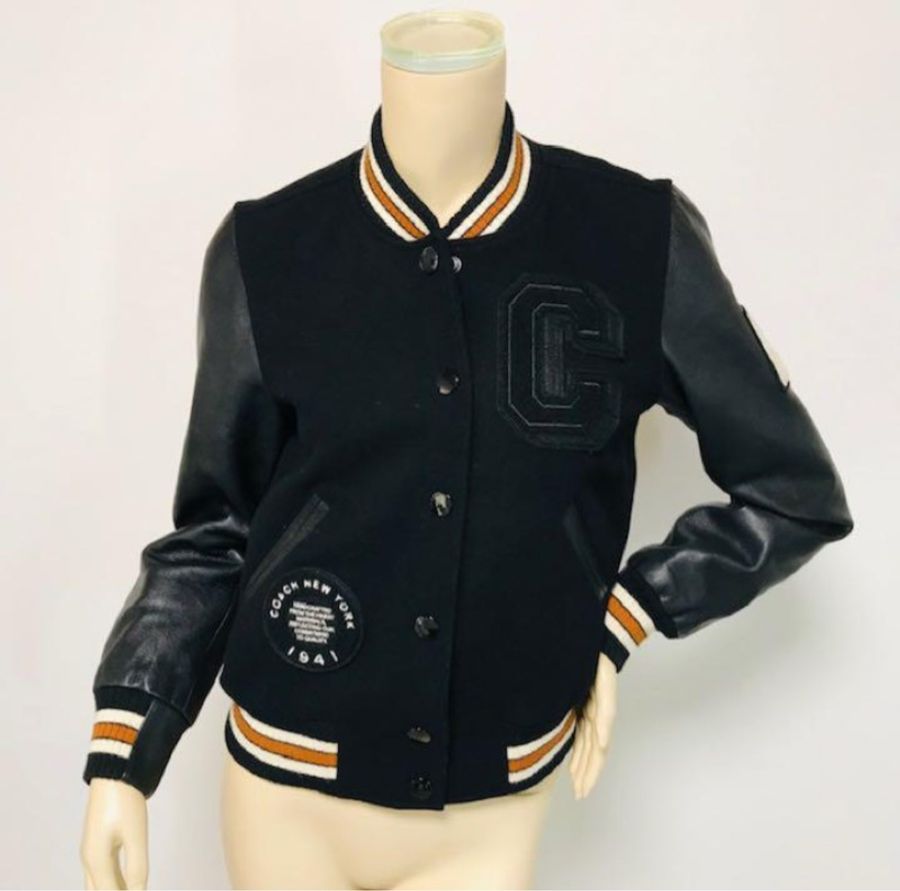 「JL 精品代購」95新 Coach 拼接皮棒球外套-1