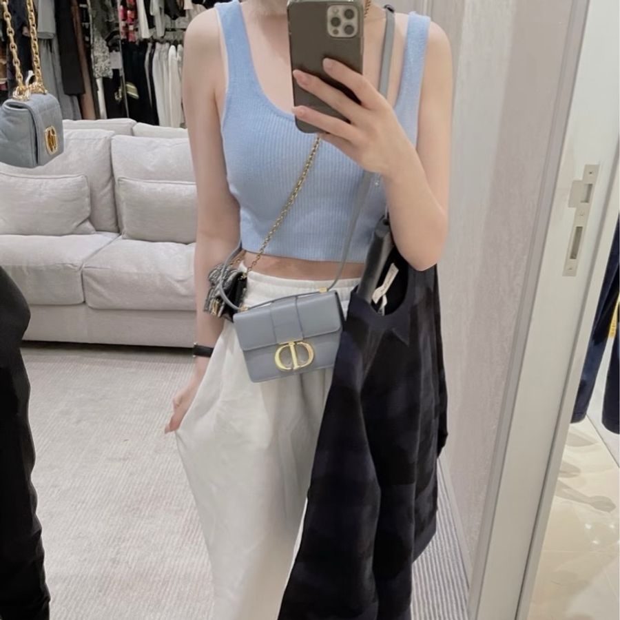 DIOR迪奧 蒙田 斜挎單肩包 女款 藍灰色-4