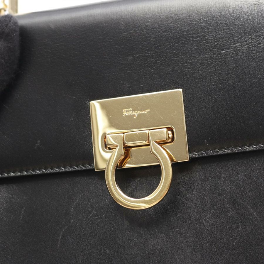 Salvatore Ferragamo Gancini 2Way 單肩手提包 21 8658 黑色皮革 二手-9