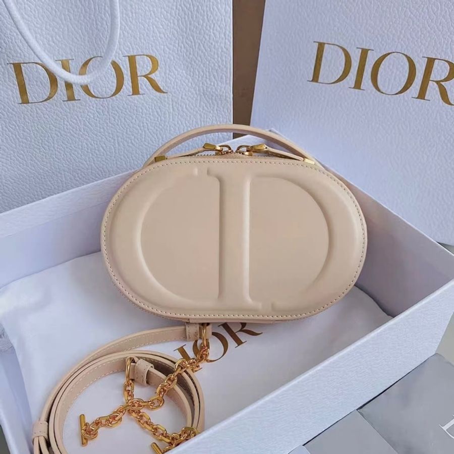 DIOR迪奧 CD Signature 可拆卸肩帶斜挎單肩包 女款 米色-6