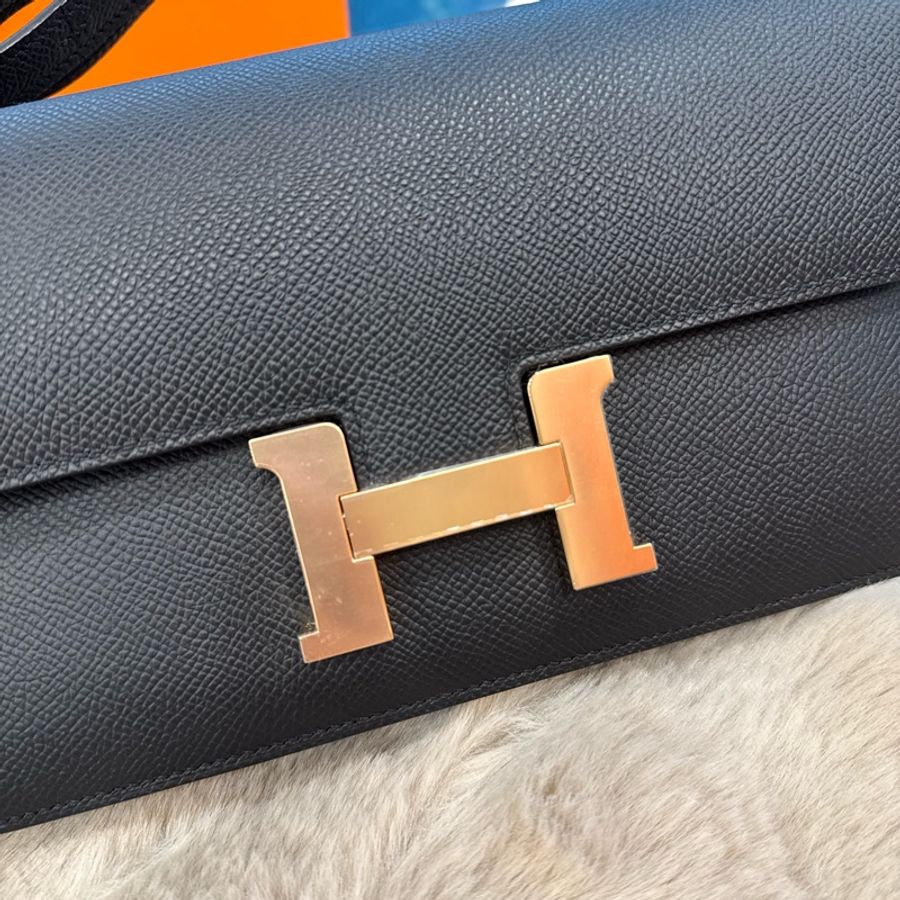 HERMES constance elan 黑玫瑰金扣 epsom stamp k-9