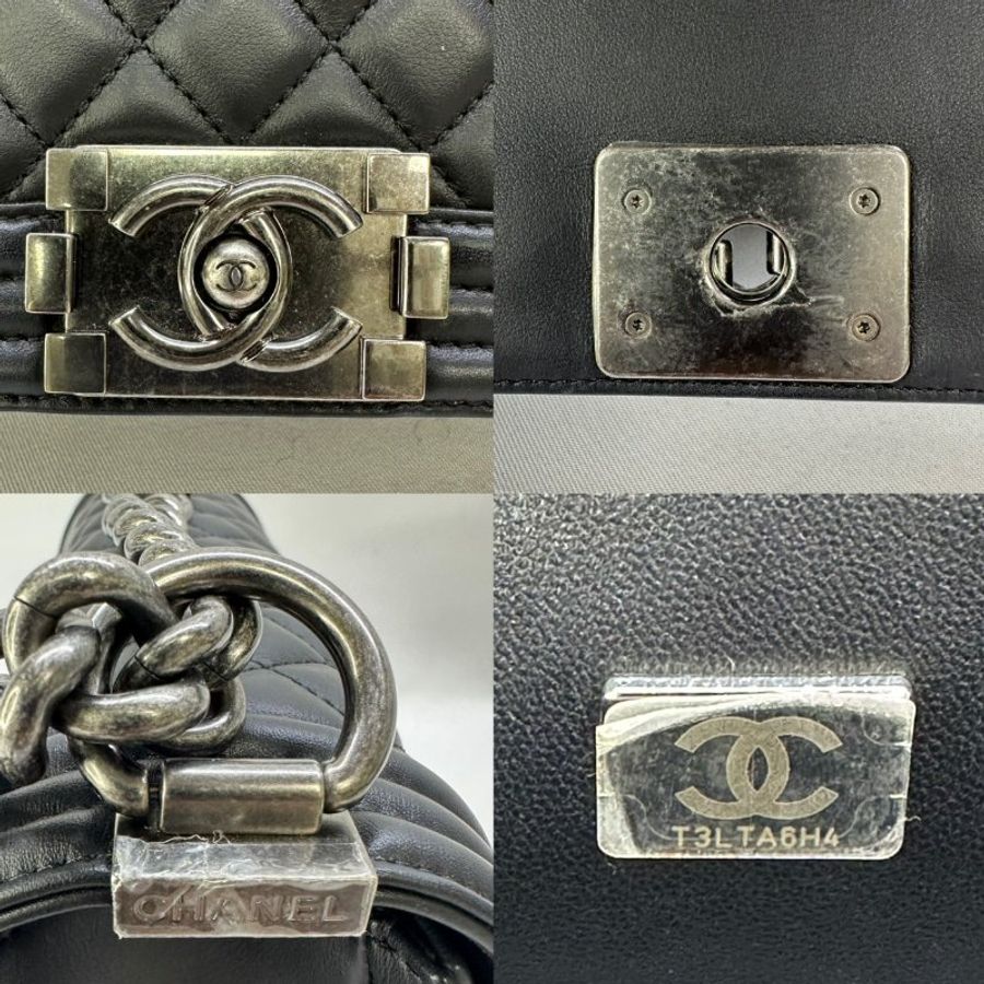 CHANEL 黑銀小羊皮BOY 25-6