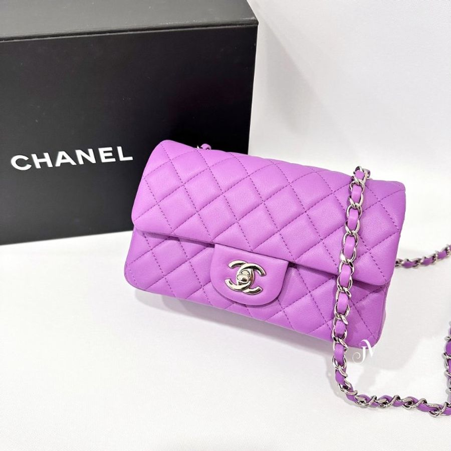 CHANEL糖果紫羊皮菱格銀釦MINICOCO A69900-0