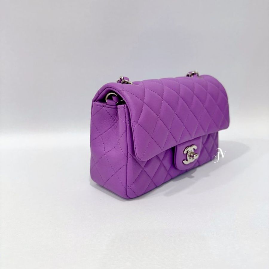 CHANEL糖果紫羊皮菱格銀釦MINICOCO A69900-2