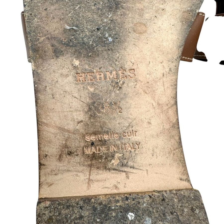 【美收精品】HERMES 金棕色拖鞋 B-292 38.5號【隔月月中將轉賣至日本 上架期限30天】-9