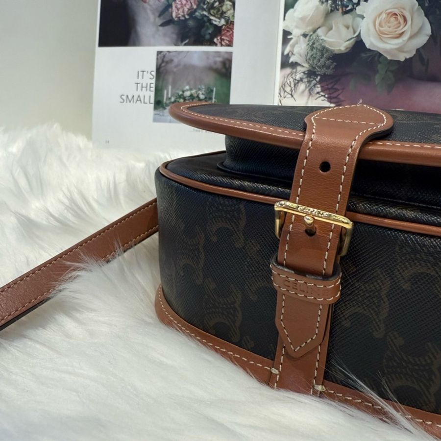 Celine 經典Triomphe 中型馬鞍包-7