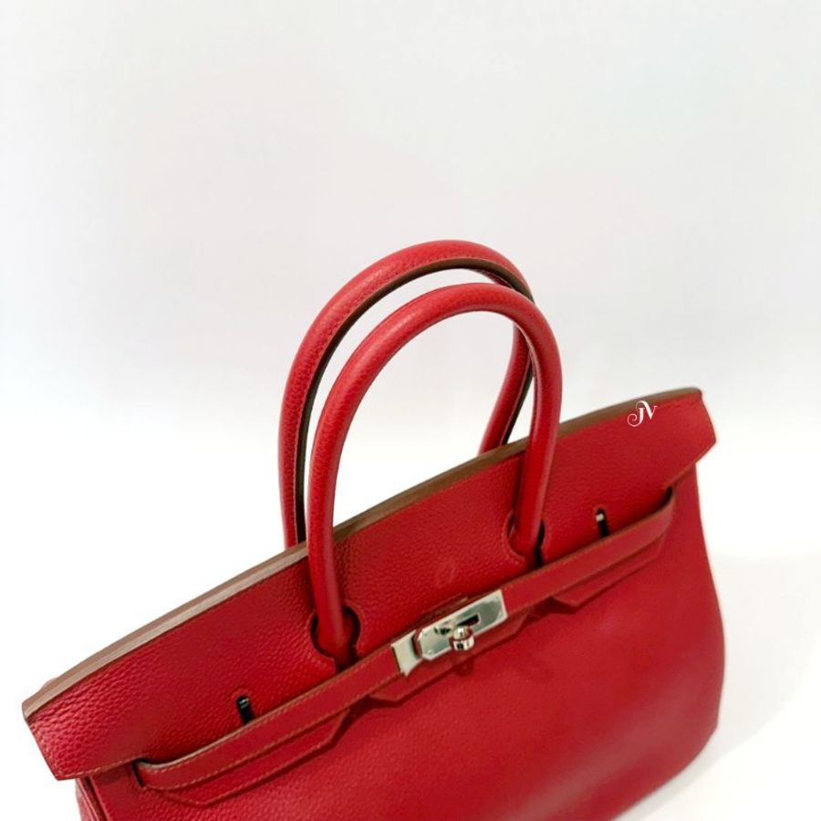 Hermes紅色togo銀釦35 birkin-6