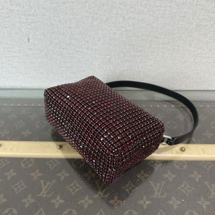 ✨ALEXANDERWANG 紅色水鑽手提包16*11*6 98新配件:配用水鑽-1
